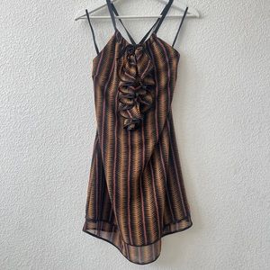 BCBGeneration Small Aztec Racerback Tie Strap Black Tan Sleeveless Lined Dress